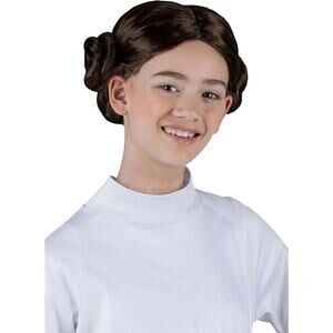 Star Wars Princess Leia CHILD 6+ Wig Brown Space Buns Costume Hair SEALED NEW!